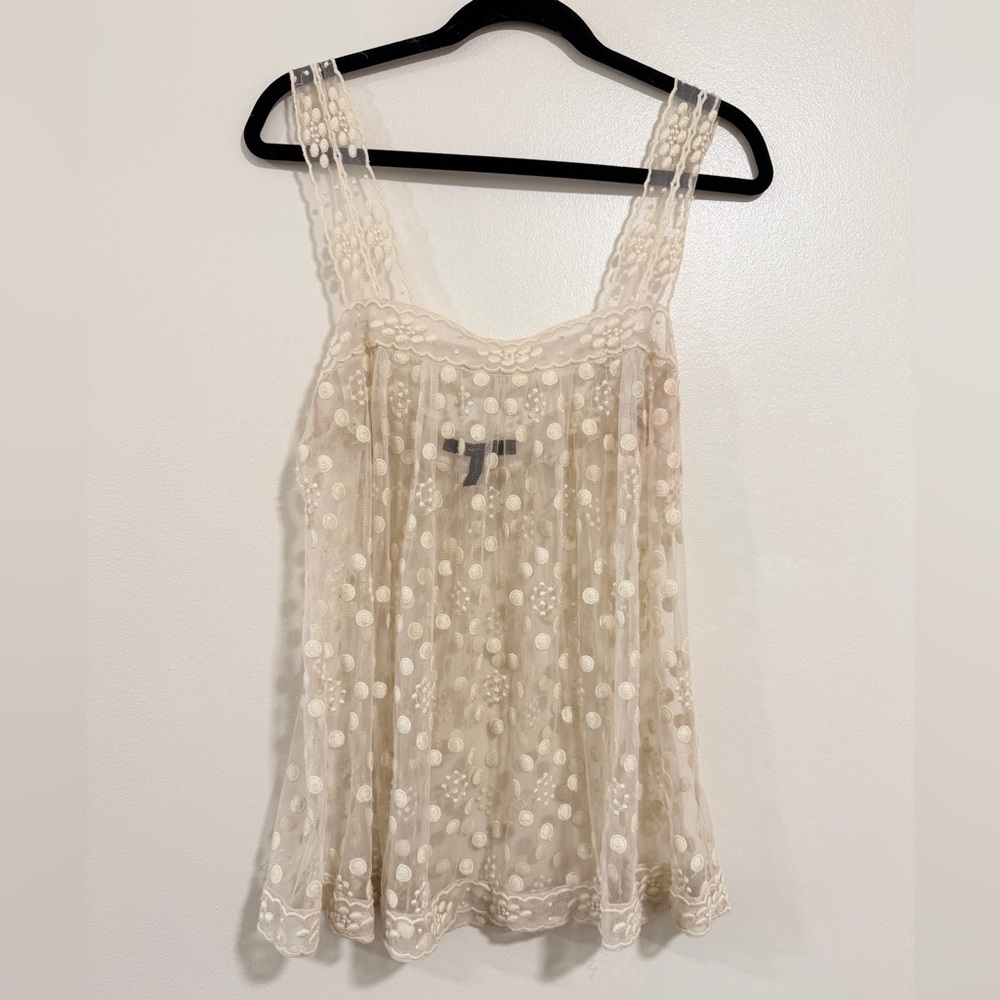 BCBG Maxazria Sheer Baby Doll Cami Tunic Top Blouse XS cottagecore fairy boho